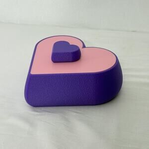 Purple Pink Heart Shaped Small Plastic Trinket Box Jewelry Storage Decor